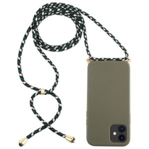 For iPhone 12 mini Wheat TPU Protective Case with Lanyard(Dark Green) (OEM)