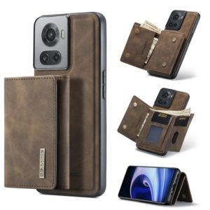 For OnePlus Ace/10R DG.MING M1 Series 3-Fold Multi Card Wallet + Magnetic Phone Case(Coffee) (DG.MING) (OEM)