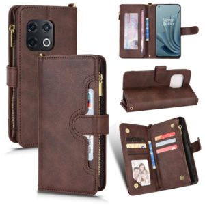 For OnePlus 10 Pro 5G Litchi Texture Zipper Leather Phone Case(Brown) (OEM)