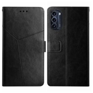 For Motorola Moto G52J 5G Y Stitching Horizontal Flip Leather Phone Case(Black) (OEM)