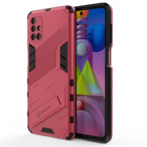For Samsung Galaxy M51 Punk Armor 2 in 1 PC + TPU Shockproof Case with Invisible Holder(Light Red) (OEM)