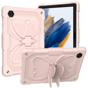 For Samsung Galaxy Tab A8 10.5 2021 Beige PC + Silicone Holder Tablet Case(Rose Pink) (OEM)