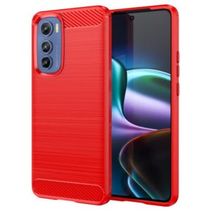 For Motorola Edge 30 Brushed Texture Carbon Fiber TPU Phone Case(Red) (OEM)