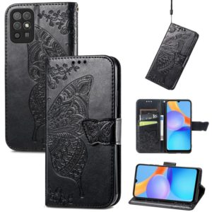 For Honor Play 5T Youth Butterfly Love Flowers Embossed Horizontal Flip Leather Case with Holder & Card Slots & Wallet & Lanyard(Black) (OEM)