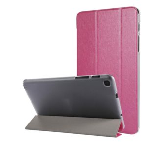 Silk Texture Three-fold Horizontal Flip Leather Case with Holder For Samsung Galaxy Tab A7 Lite 8.7 T220 / T225(Rose Red) (OEM)
