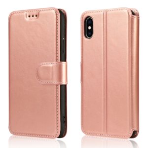 For iPhone XS Max Calf Texture Magnetic Buckle Horizontal Flip Leather Case with Holder & Card Slots & Wallet & Photo Frame(Rose Gold) (OEM)