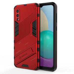 For Samsung Galaxy A02 (EU Version) Punk Armor 2 in 1 PC + TPU Shockproof Case with Invisible Holder(Red) (OEM)