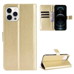 For iPhone 12 / 12 Pro Crazy Horse Texture Horizontal Flip Leather Case with Holder & Card Slots & Wallet & Lanyard(Gold) (OEM)