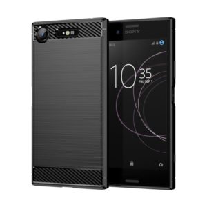 For Sony Xperia XZ1 Brushed Texture Carbon Fiber TPU Phone Case(Black) (OEM)