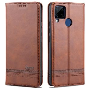 For OPPO Realme C15 / C12 / C25 / Narzo 30A AZNS Magnetic Calf Texture Horizontal Flip Leather Case with Card Slots & Holder & Wallet(Brown) (AZNS) (OEM)