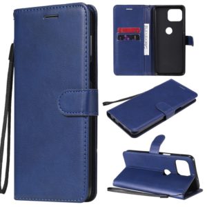 For Motorola Moto G 5G Plus Solid Color Horizontal Flip Protective Leather Case with Holder & Card Slots & Wallet & Photo Frame & Lanyard(Blue) (OEM)