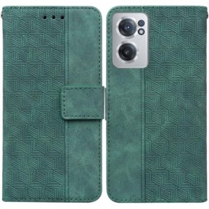 For OnePlus Nord CE 2 5G Geometric Embossed Leather Phone Case(Green) (OEM)