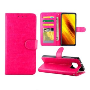 For Xiaomi Poco X3 NFC Crazy Horse Texture Leather Horizontal Flip Protective Case with Holder & Card Slots & Wallet & Photo Frame(Rose Red) (OEM)