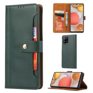 For Samsung Galaxy A42 Calf Texture Double Fold Clasp Horizontal Flip Leather Case with Photo Frame & Holder & Card Slots & Wallet(Emerald) (OEM)