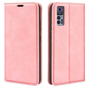 For TCL 30 5G / 30+ Retro-skin Magnetic Suction Leather Phone Case(Pink) (OEM)