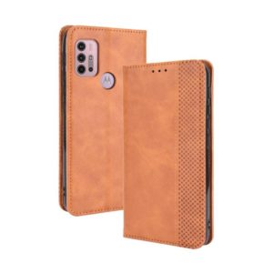 For Motorola Moto G30 Magnetic Buckle Retro Texture Horizontal Flip Leather Case with Holder & Card Slots & Photo Frame(Brown) (OEM)