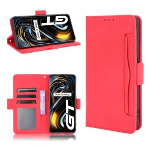For OPPO Realme GT 5G Skin Feel Calf Pattern Horizontal Flip Leather Case with Holder & Card Slots & Photo Frame(Red) (OEM)