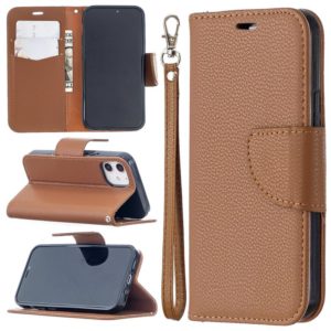 For iPhone 12 mini Litchi Texture Pure Color Horizontal Flip Leather Case with Holder & Card Slots & Wallet & Lanyard(Brown) (OEM)