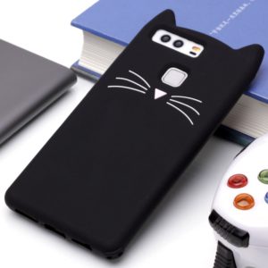 For Huawei P9 Silicone Cat Whiskers Pattern Protective Back Cover Case(Black) (OEM)