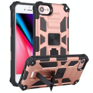 For iPhone SE 2022 / SE 2020 / 8 / 7 Shockproof TPU + PC Magnetic Protective Case with Holder(Rose Gold) (OEM)