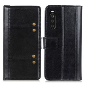 For Sony Xperia 10 III Peas Crazy Horse Texture Horizontal Flip Leather Case with Holder & Card Slots & Wallet(Black) (OEM)