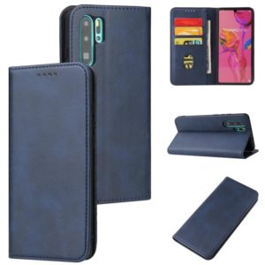 For Huawei P30 Pro Calf Texture Magnetic Horizontal Flip Leather Case with Holder & Card Slots & Wallet(Blue) (OEM)