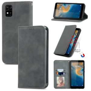 For ZTE Blade A31 Retro Skin Feel Magnetic Horizontal Flip Leather Phone Case(Gray) (OEM)