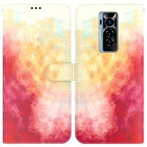 For Tecno Phantom X Watercolor Pattern Horizontal Flip Leather Phone Case(Spring Cherry) (OEM)