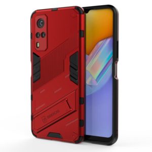 Punk Armor 2 in 1 PC + TPU Shockproof Case with Invisible Holder For vivo Y51(2020 Indian Version)(Red) (OEM)