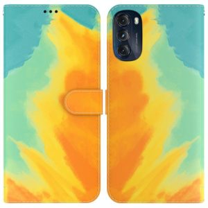 For Motorola Moto G 2022 Watercolor Pattern Leather Phone Case(Autumn Leaf) (OEM)