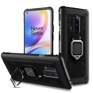 For OnePlus 8 Pro Carbon Fiber Protective Case with 360 Degree Rotating Ring Holder(Black) (OEM)