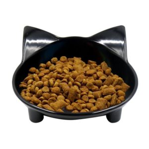 Pet Bowl Non-slip Cute Cat Type Color Cat Bowl Pet Supplies(Black) (OEM)
