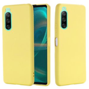 For Sony Xperia 10 IV Pure Color Liquid Silicone Shockproof Phone Case(Yellow) (OEM)