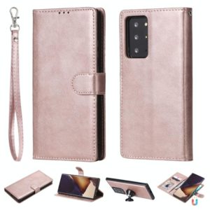 For Samsung Galaxy Note 20 2 in 1 Solid Color Detachable PU Leather Case with Card Slots & Magnetic Holder & Photo Frame & Wallet & Strap(Rose Gold) (OEM)
