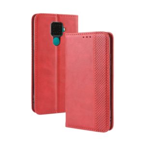Magnetic Buckle Retro Crazy Horse Texture Horizontal Flip Leather Case for Huawei Nova 5i Pro / Mate 30 Lite, with Holder & Card Slots & Photo Frame(Red) (OEM)