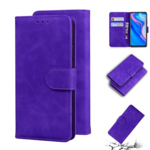 For Huawei P smart Z / Y9 Prime 2019 / Honor 9X Global Skin Feel Pure Color Flip Leather Phone Case(Purple) (OEM)