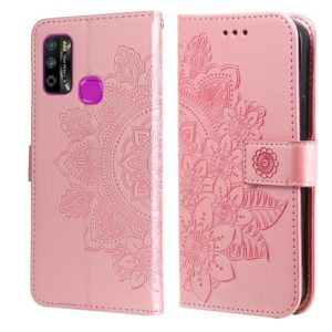 For Infinix Hot 9 Play 7-petal Flowers Embossing Pattern Horizontal Flip PU Leather Case with Holder & Card Slots & Wallet & Photo Frame(Rose Gold) (OEM)