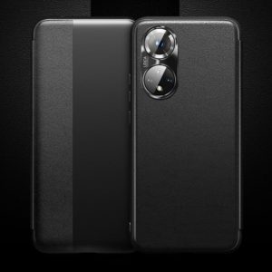 For Honor 50 Magnetic Side Window View Shockproof Horizontal Flip Leather Smart Case(Black) (OEM)