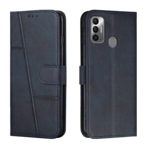 For Tecno Spark 7 / 7T Stitching Calf Texture Buckle Leather Phone Case(Blue) (OEM)