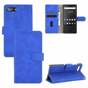 For BlackBerry KEY2 Solid Color Skin Feel Magnetic Buckle Horizontal Flip Calf Texture PU Leather Case with Holder & Card Slots & Wallet(Blue) (OEM)
