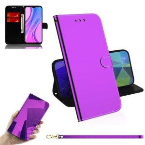 For Xiaomi Redmi 9 Lmitated Mirror Surface Horizontal Flip Leather Case with Holder & Card Slots & Wallet & Lanyard(Purple) (OEM)