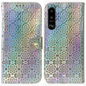 For Sony Xperia 5 III Colorful Magnetic Buckle Leather Phone Case(Silver) (OEM)