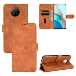For Xiaomi Redmi Note 9 5G Solid Color Skin Feel Magnetic Buckle Horizontal Flip Calf Texture PU Leather Case with Holder & Card Slots & Wallet(Brown) (OEM)