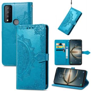 For TCL 30 V 5G Mandala Flower Embossed Flip Leather Phone Case(Blue) (OEM)