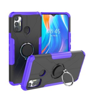 For Tecno Spark 7 Armor Bear Shockproof PC + TPU Protective Case with Ring Holder(Purple) (OEM)