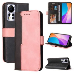 For Infinix Hot 11S NFC Stitching-Color Horizontal Flip Leather Case(Pink) (OEM)