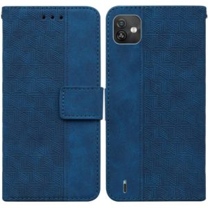 For Wiko Y82 Geometric Embossed Leather Phone Case(Blue) (OEM)
