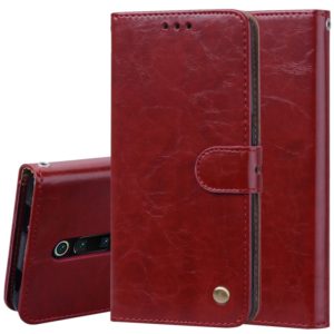 Business Style Oil Wax Texture Horizontal Flip Leather Case for Xiaomi Redmi K20 / K20 Pro, with Holder & Card Slots & Wallet (Red) (OEM)