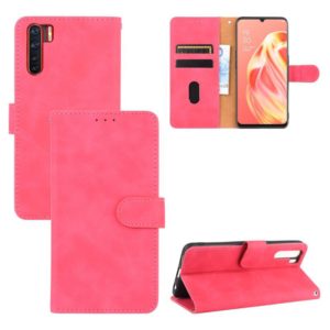 For OPPO A91 / F15 / Reno3(Southeast Asia Version) Solid Color Skin Feel Magnetic Buckle Horizontal Flip Calf Texture PU Leather Case with Holder & Card Slots & Wallet(Rose Red) (OEM)