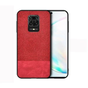 For Xiaomi Redmi Note 9 Pro Shockproof Splicing PU + Cloth Texture PC + TPU Protective Case(Red) (OEM)